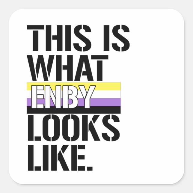 So sieht Enby aus Quadratischer Aufkleber (Vorderseite)