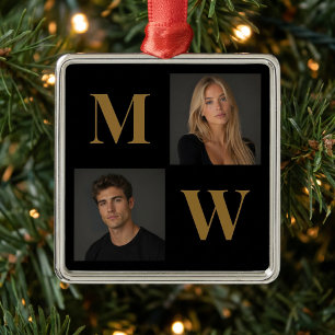 So sind wir Maßgeschneiderte Paar-Foto-Monogramm S Ornament Aus Metall