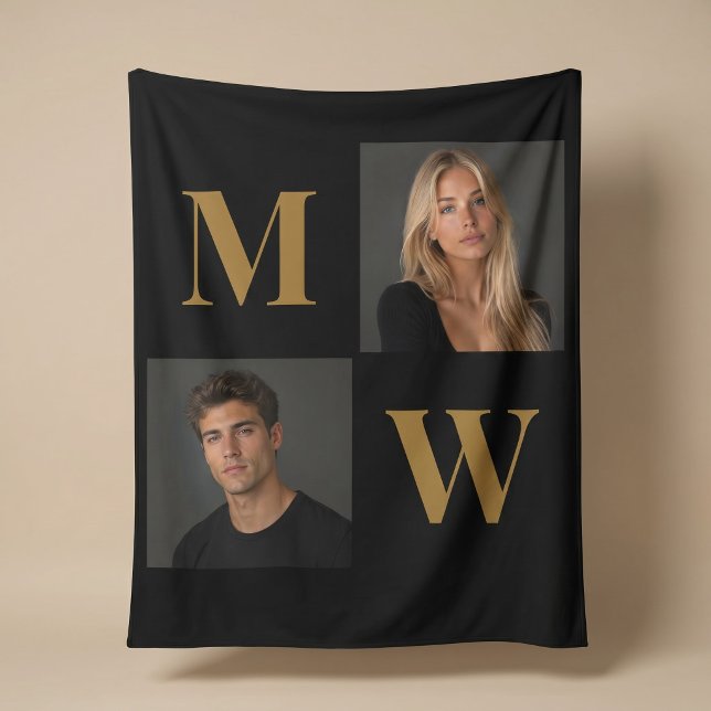 So sind wir Maßgeschneidertes Paar-Foto-Monogramm  Fleecedecke (Von Creator hochgeladen)
