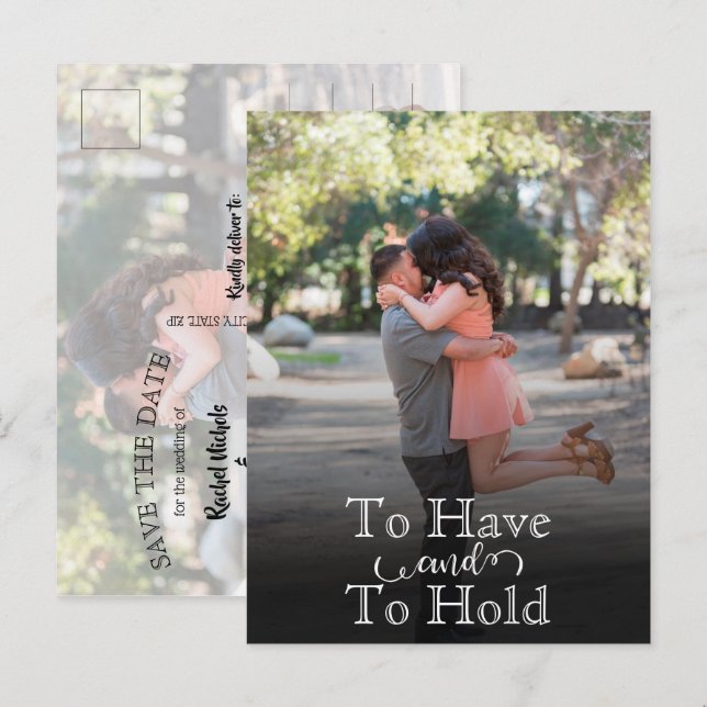 So speichern Sie das Datum, um moderne Texthochzei Ankündigungspostkarte (Vorne/Hinten)