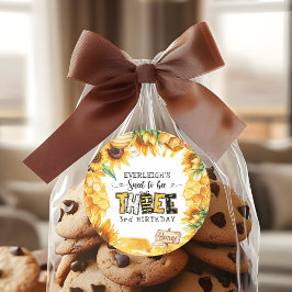 So süß zu drei Blumengebäck 3. Geburtstag Runder Aufkleber