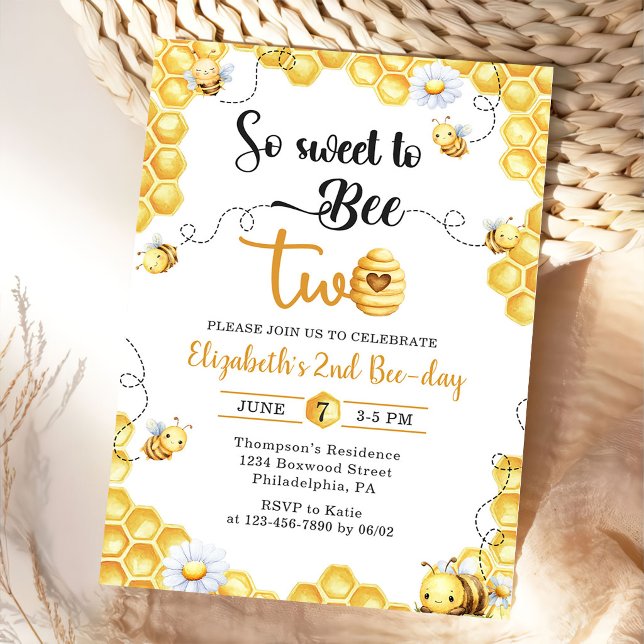 So Sweet To Bee 2nd Birthday Invitation Einladung (Von Creator hochgeladen)
