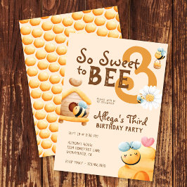 So Sweet to Bee Drei Niedliche 3. Geburtstag Party Einladung