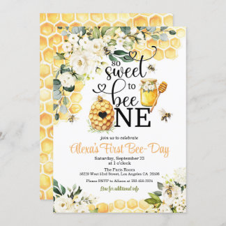So Sweet to Bee One 1st Birthday Invitation Einladung