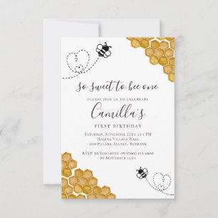 So Sweet to Bee One Birthday Party Einladung