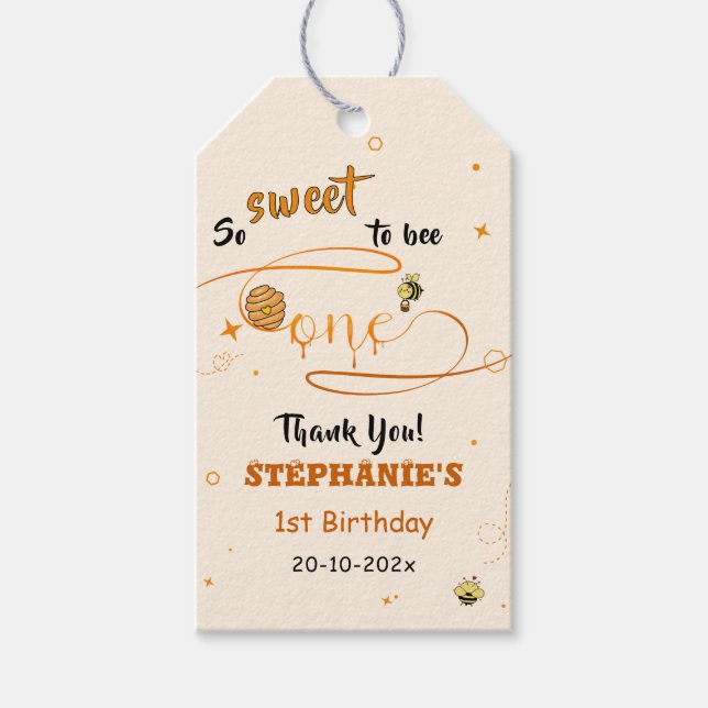 So Sweet To Bee One Cute Honey Bee 1st Birthday Geschenkanhänger (Vorderseite)