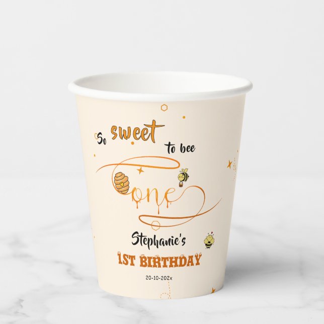 So Sweet To Bee One Cute Honey Bee 1st Birthday Pappbecher (Vorderseite)