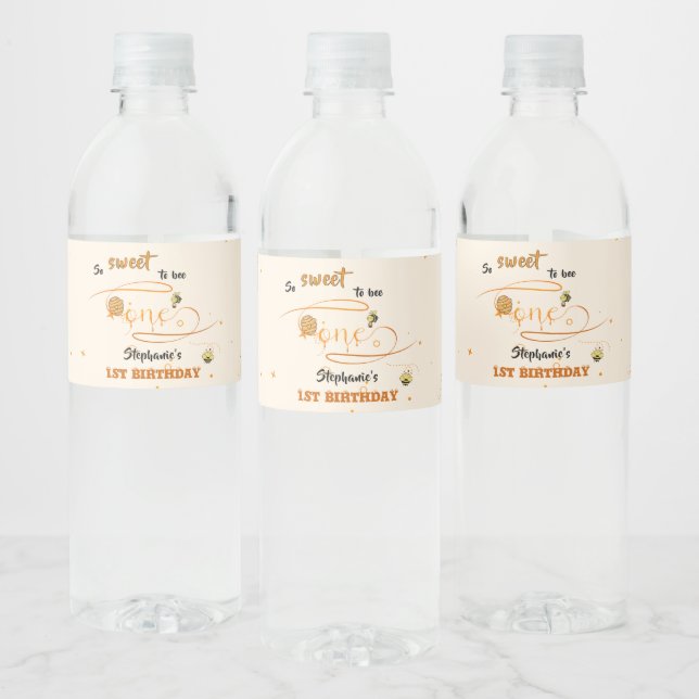 So Sweet To Bee One Cute Honey Bee 1st Birthday Wasserflaschenetikett (Flaschen)