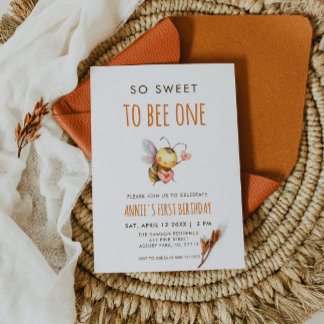 So Sweet To Bee One First Birthday Einladung