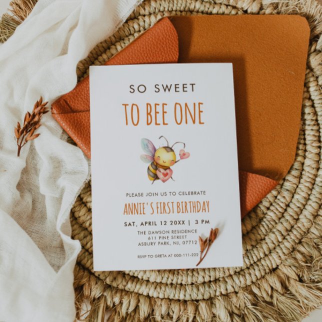 So Sweet To Bee One First Birthday Einladung (Von Creator hochgeladen)