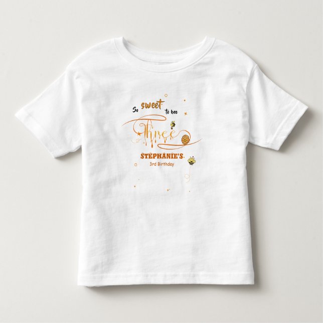 So Sweet To Bee Three Cute Honey Bee 3rd Birthday Kleinkind T-shirt (Vorderseite)