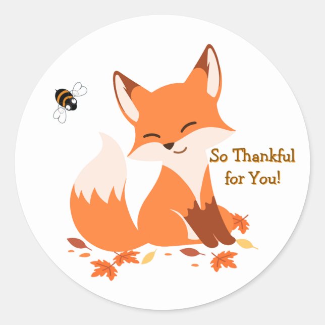 So Thankful for You Fox Sticker (Vorderseite)