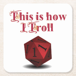 So troll ich - kritische RPG-Würfel Rechteckiger Pappuntersetzer