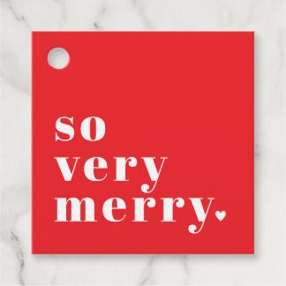 So Very Merry Modernes Weihnachten auf Rot Geschenkanhänger