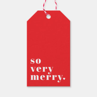 So Very Merry Modernes Weihnachten auf Rot Geschenkanhänger