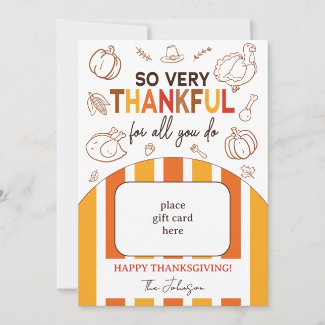So Very Thankful Fall Thanksgiving Gift Card Holde Einladung (Vorderseite)