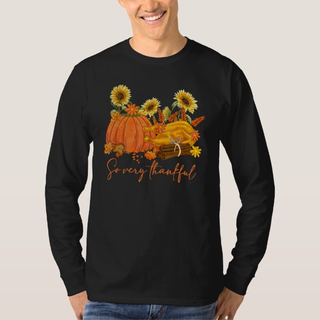 So Very Thankful Grateful Thanksgiving Fall  Pumpk T-Shirt (Vorderseite)