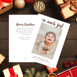 So viel Freude Baby's erstes Weihnachtsfoto Feiertagskarte
