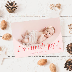 So viel Freude Pink Holiday Baby Foto Birth Ankündigung