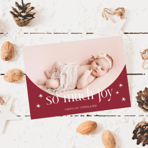 So viel Freude Red Holiday Baby Foto Birth Ankündigung