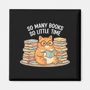 So viele Bücher, wenig Zeit Katze mit Kaffee Magnet