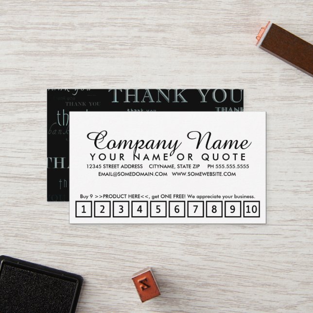 so viele danken yous für Ihre Loyalität Treuekarte (Vorderseite/Rückseite Beispiel)