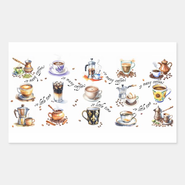 So viele Kaffee, so wenig Zeit Rechteckiger Aufkleber (Vorderseite)