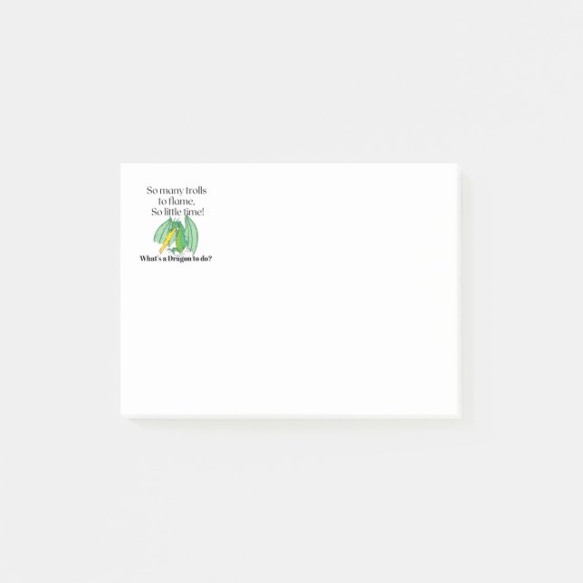 So viele Trolle zu flammen - schnörkeliger Drache  Post-it Klebezettel (Vorderseite)