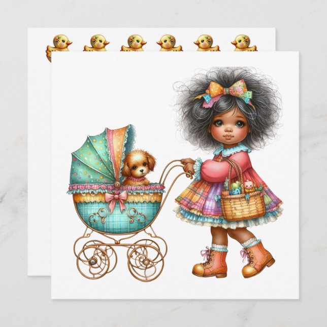 SO Wertvolle Baby Buggy Thema Einladung (Vorne/Hinten)