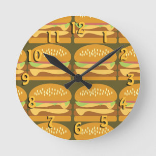 So Yummy Cheeseburger Time Fun Burger Pattern Runde Wanduhr
