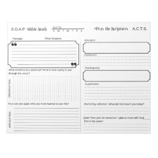 SOAP Bible Study Journal Notepad Notizblock