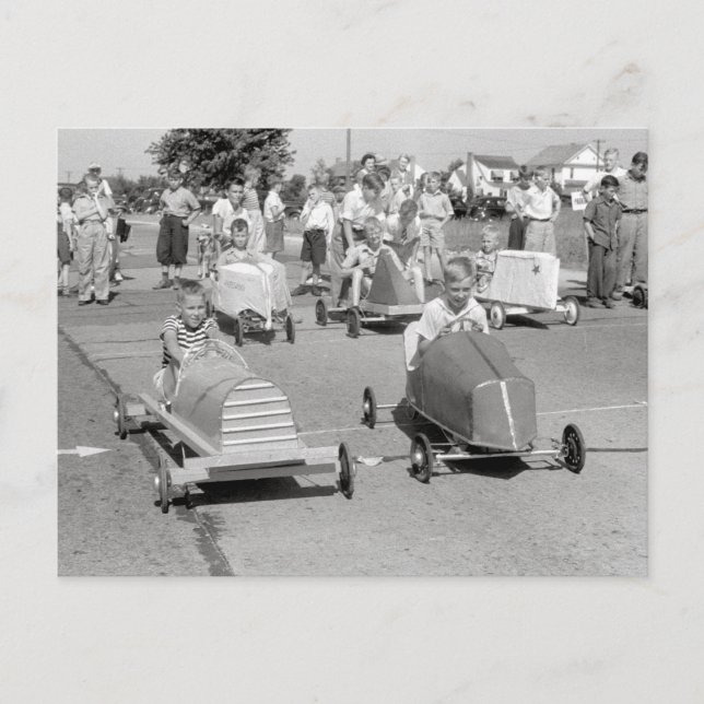 Soap Box Derby, 1940 Postkarte (Vorderseite)