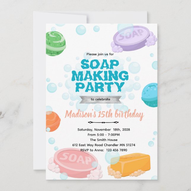 Soap Making Party Invitation Einladung (Vorderseite)