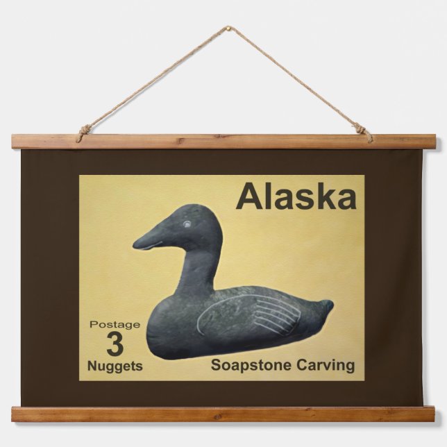 Soapstone Eider Duck Wandteppich Mit Holzrahmen (Vorne)
