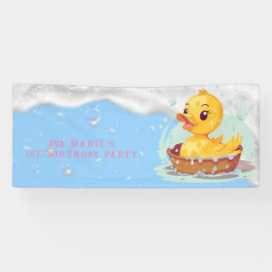 Soapy Yellow Rubber Duck Girl 1. Geburtstag Party Banner