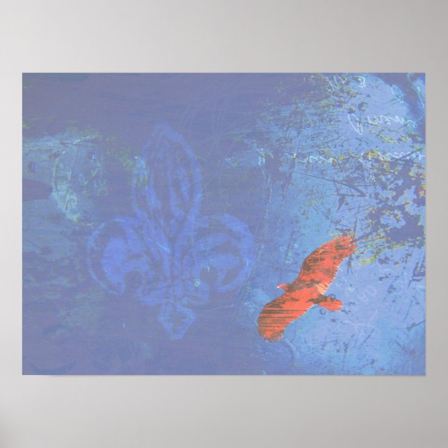 Soar Blue Grunge Poster (Vorne)