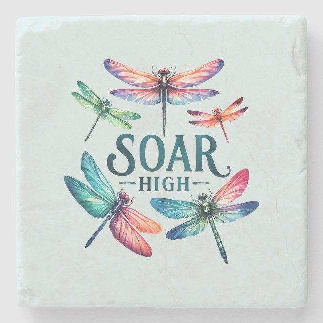 Soar High - Artistic Dragonfly Steinuntersetzer (Vorderseite)