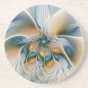 Soaring, Abstract Fantasy Fractal Art With Blue Getränkeuntersetzer