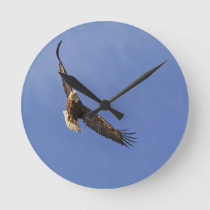 Soaring Bald Eagle Runde Wanduhr