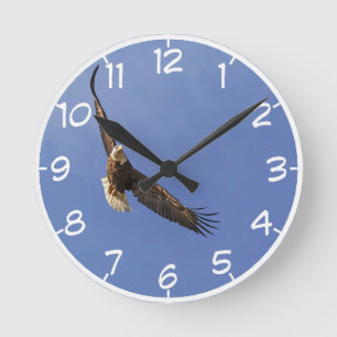Soaring Bald Eagle Runde Wanduhr