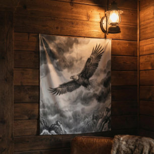 Soaring Eagle Mountain Teppich Schwarz und Weiß Wandteppich
