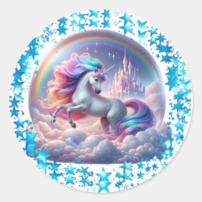 Soaring Unicorn Castle Sticker - Regenbogenfantasi (Vorderseite)