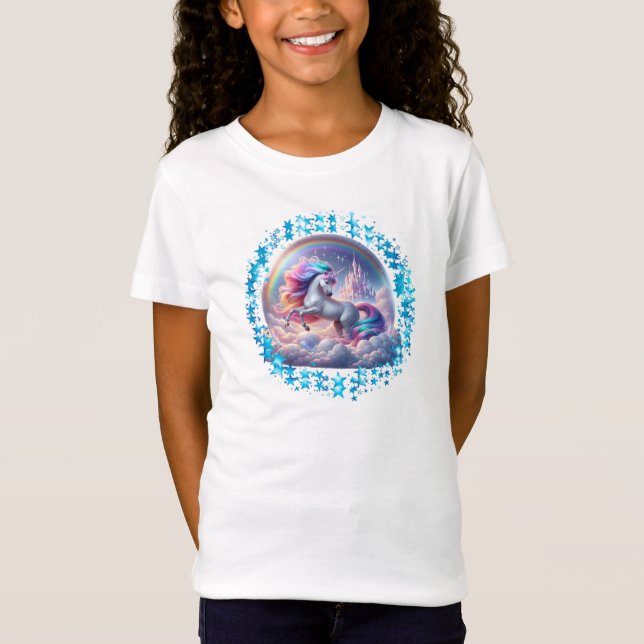 Soaring Unicorn Castle T - Shirt - Regenbogenfanta (Vorderseite)