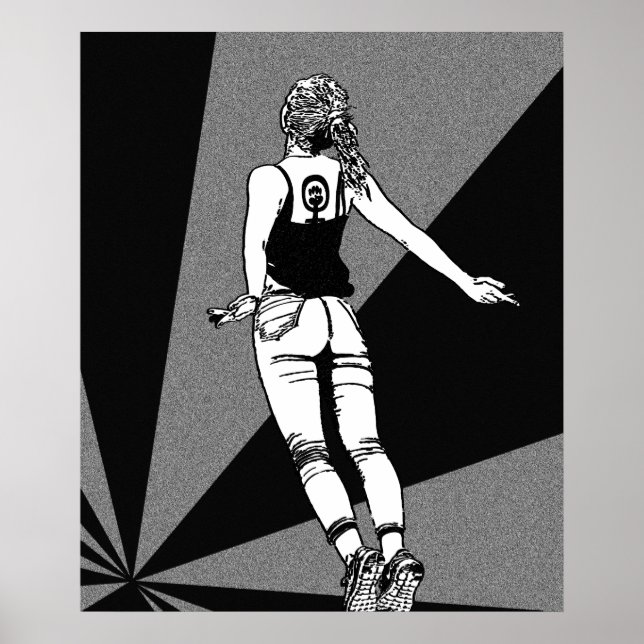 Soaring Woman - feministische Schwarz & Weiß-Grafi Poster (Vorne)