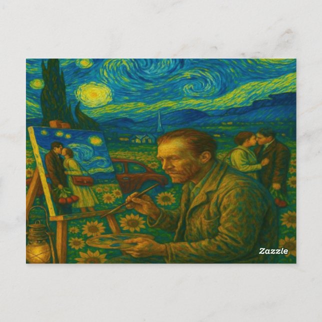 sob uma musa estrelada - under a starry muse postkarte (Rückseite)