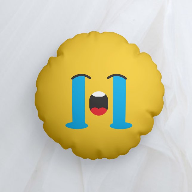 Sobbing Sad Yellow Face Emoji Rundes Kissen (Von Creator hochgeladen)
