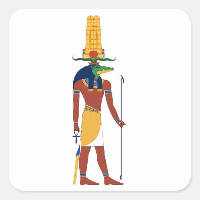 Sobek Crocodile God Quadratischer Aufkleber (Vorderseite)