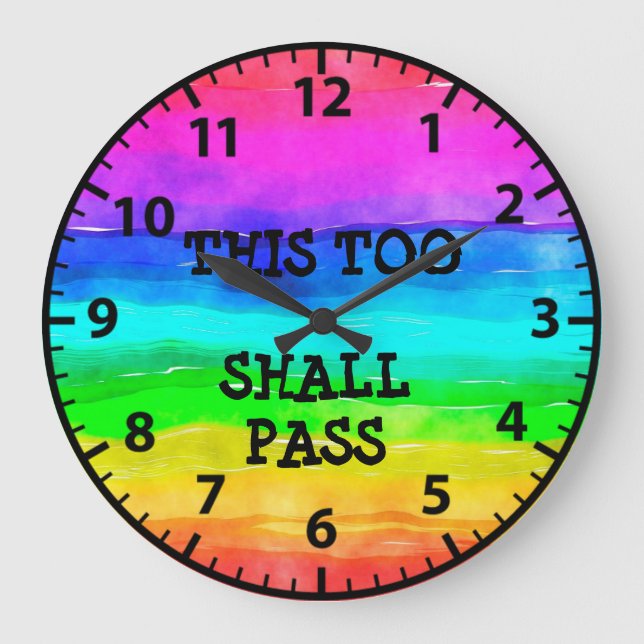 Sober 12 Step Sobriety Erholung Rainbow Clock Große Wanduhr (Vorderseite)