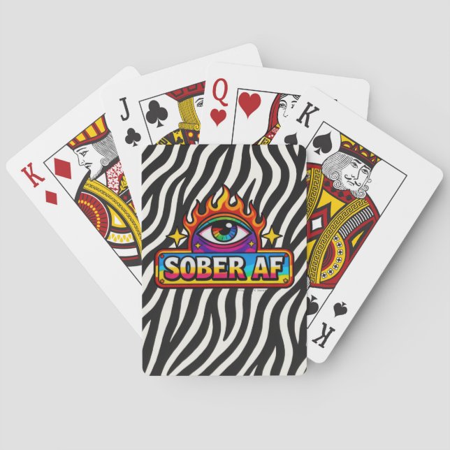 Sober AF - Falscher Zebradruck -  Spielkarten (Rückseite)