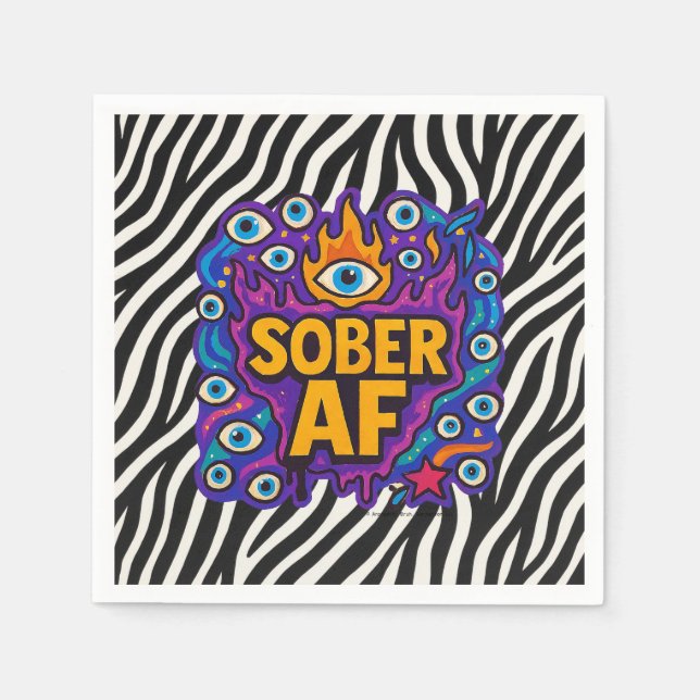 Sober AF - Zebramuster -  Serviette (Vorderseite)